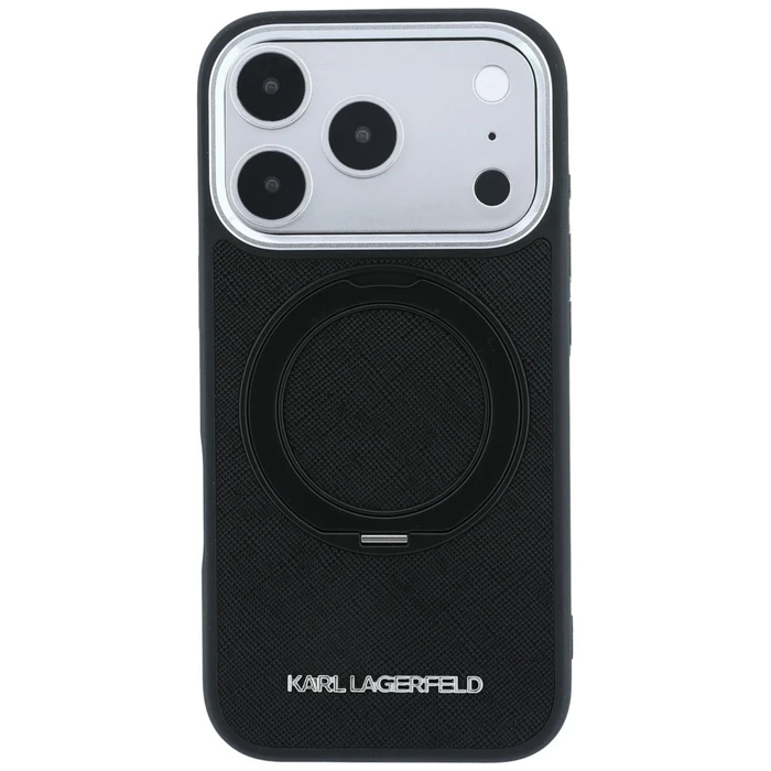 Karl Lagerfeld Ring Stand 360 Saffiano Classic Logo MagSafe Apple iPhone 18 Pro / 17 Pro black