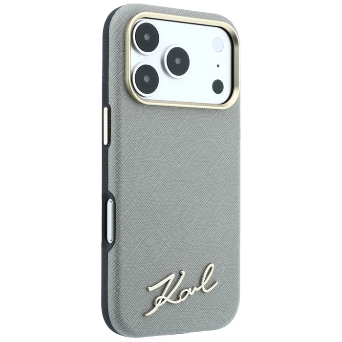 Karl Lagerfeld Saffiano Small Script Metal Logo MagSafe Apple iPhone 18 Pro / 17 Pro beige