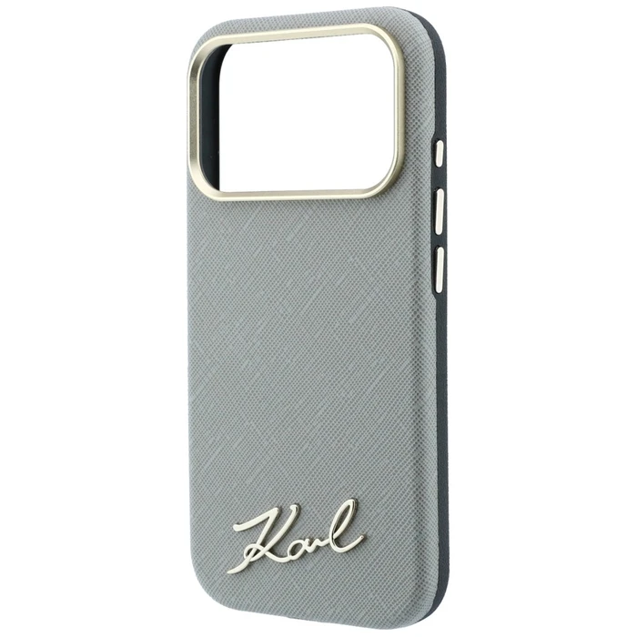 Karl Lagerfeld Saffiano Small Script Metal Logo MagSafe Apple iPhone 18 Pro / 17 Pro beige