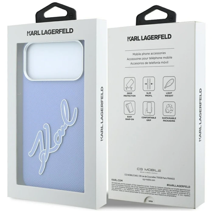 Karl Lagerfeld Smooth Big Resin Signature Logo Apple iPhone 18 Pro / 17 Pro blue