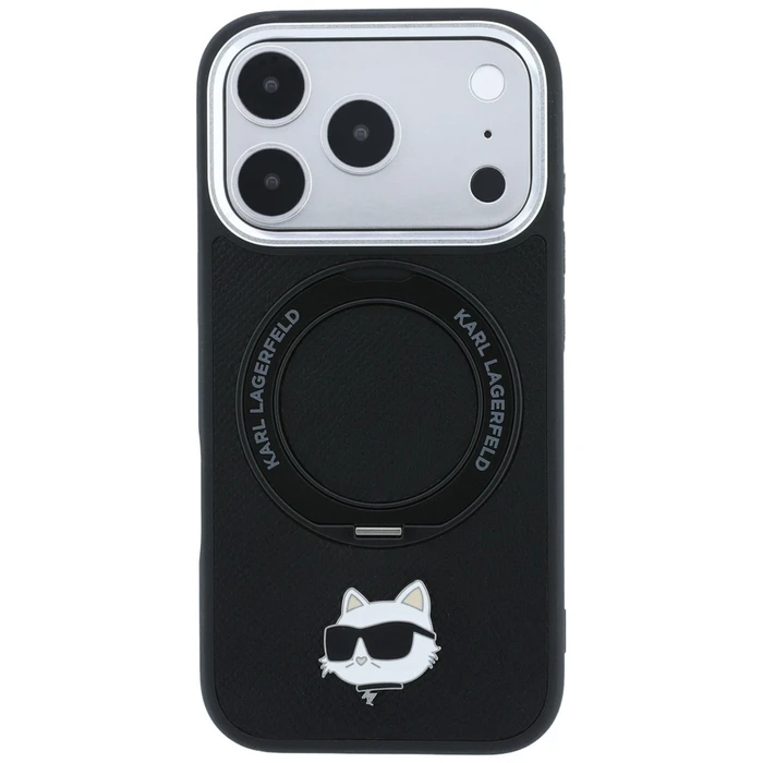 Karl Lagerfeld with Ring Stand 360 Choupette Head Pin MagSafe Apple iPhone 18 Pro / 17 Pro black
