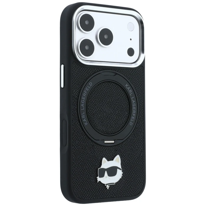 Karl Lagerfeld with Ring Stand 360 Choupette Head Pin MagSafe Apple iPhone 18 Pro / 17 Pro black