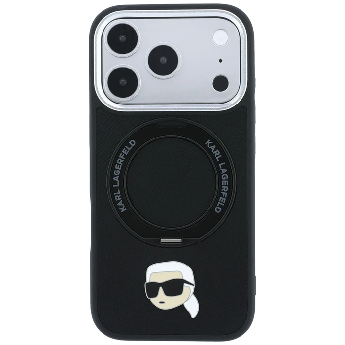 Karl Lagerfeld with Ring Stand 360 Karl Head Pin MagSafe Apple iPhone 18 Pro / 17 Pro black