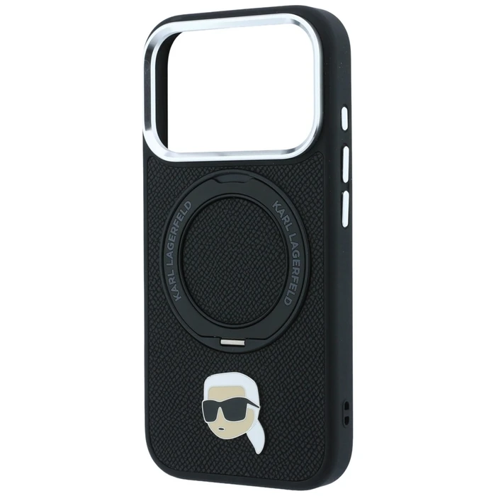 Karl Lagerfeld with Ring Stand 360 Karl Head Pin MagSafe Apple iPhone 18 Pro / 17 Pro black