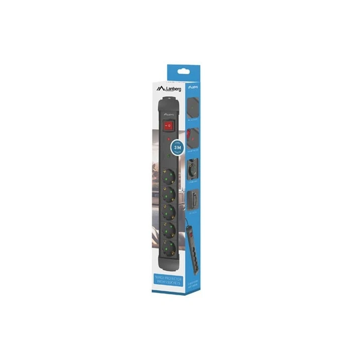 Πολύπριζο Lanberg 3.0m 5x230 Sc Sp1-05f-0300-B