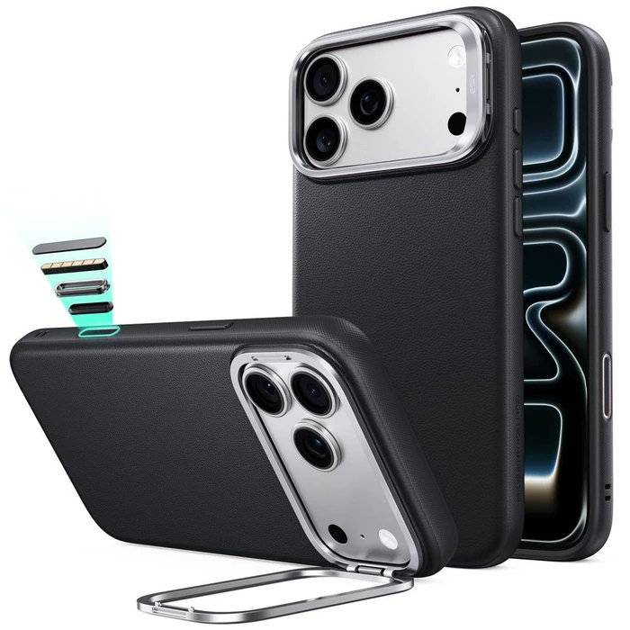 ESR Leather Kickstand MagSafe Apple iPhone 17 Pro Max / 18 Pro Max Black