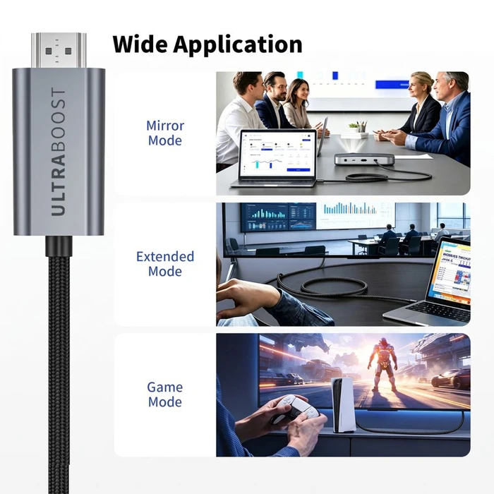 Tech-Protect Ultraboost Cable USB-C / HDMI 2.1 8K 60Hz 300cm Iron Grey