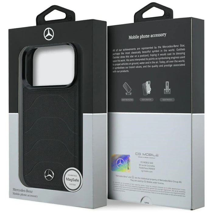 Mercedes Leather Mesh with Bow Line MagSafe Apple iPhone 18 Pro / 17 Pro black