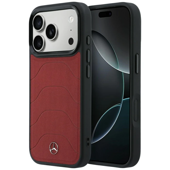 Mercedes Leather Mesh with Bow Line MagSafe Apple iPhone 18 Pro Max / 17 Pro Max burgundy