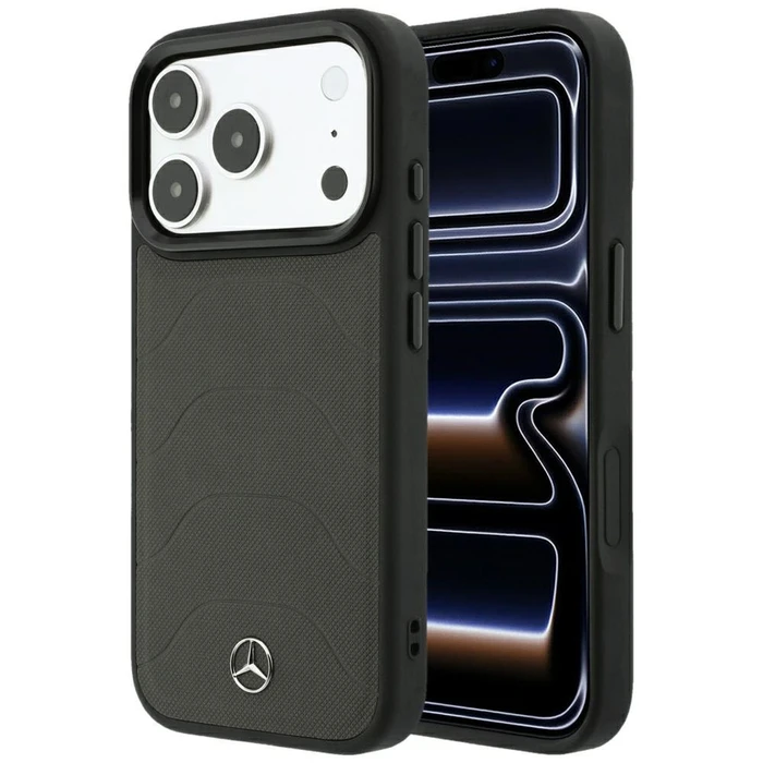 Mercedes Leather Mesh with Bow Line MagSafe Apple iPhone 18 Pro Max / 17 Pro Max anthracite