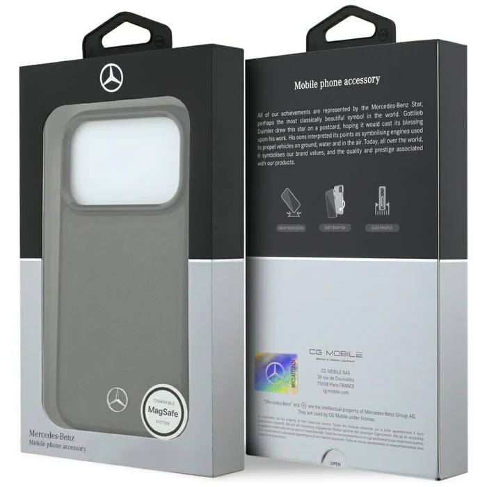 Mercedes Leather Mesh with Bow Line MagSafe Apple iPhone 18 Pro / 17 Pro anthracite
