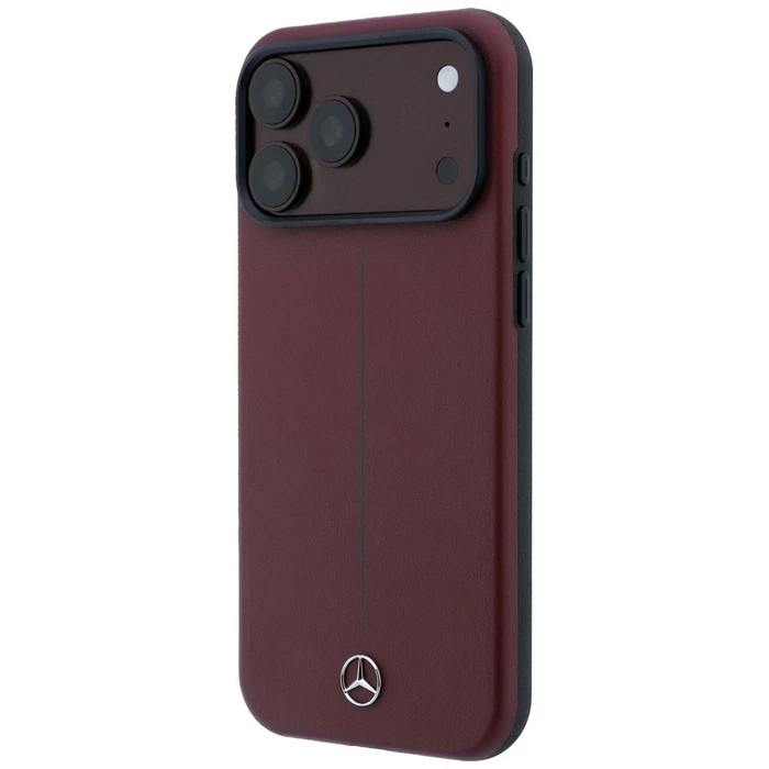 Mercedes Leather Semi Wrap Iconic Line MagSafe Apple iPhone 18 Pro / 17 Pro burgundy