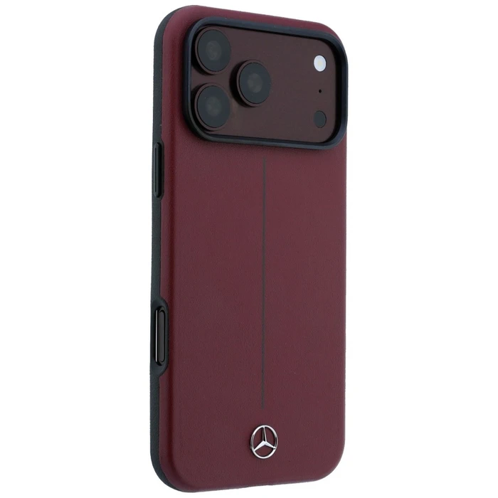 Mercedes Leather Semi Wrap Iconic Line MagSafe Apple iPhone 18 Pro / 17 Pro burgundy
