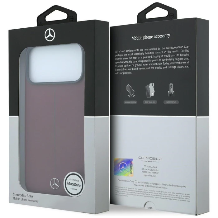 Mercedes Leather Semi Wrap Iconic Line MagSafe Apple iPhone 18 Pro / 17 Pro burgundy