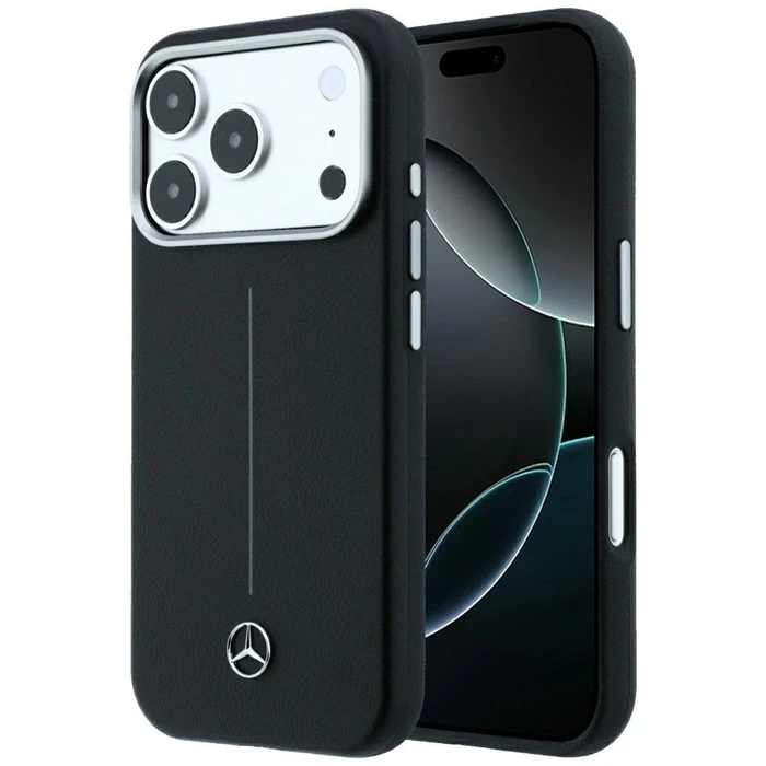 Mercedes Leather Semi Wrap Iconic Line MagSafe Apple iPhone 18 Pro / 17 Pro black