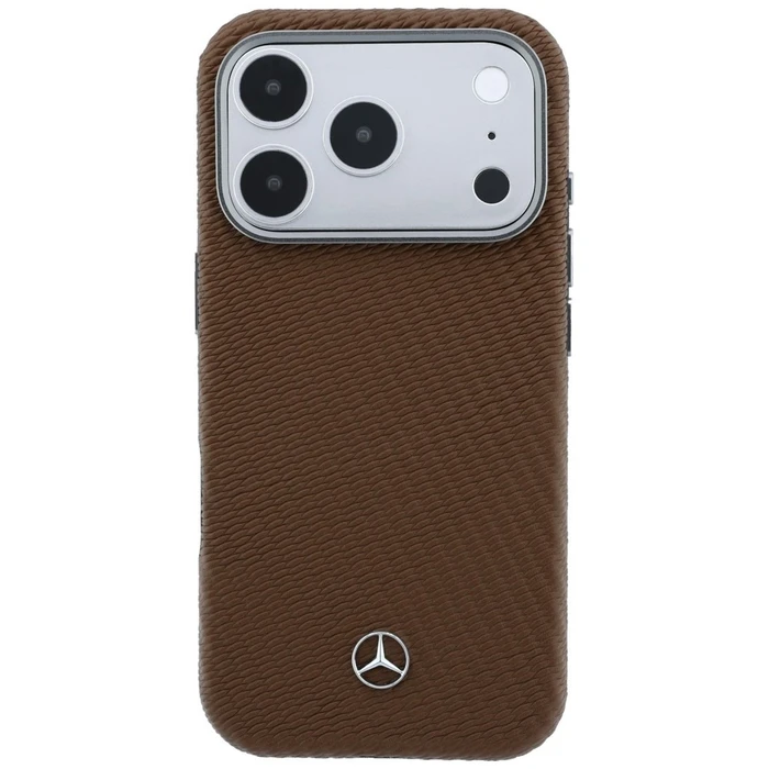 Mercedes Leather Semi Wrap Wood Effect MagSafe Apple iPhone 18 Pro / 17 Pro camel
