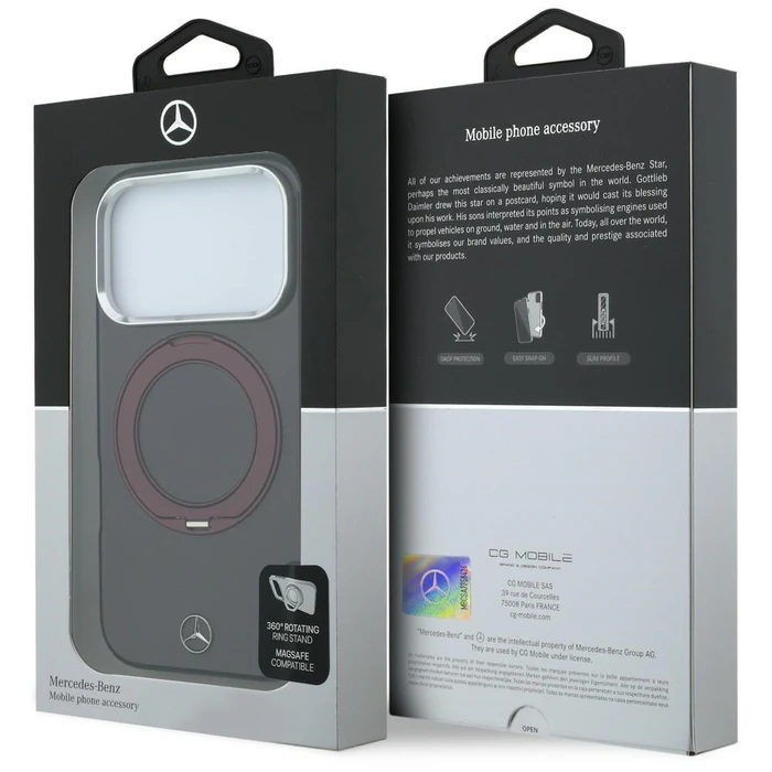 Mercedes Ring Stand Iconic Logo MagSafe Apple iPhone 18 Pro / 17 Pro burgundy