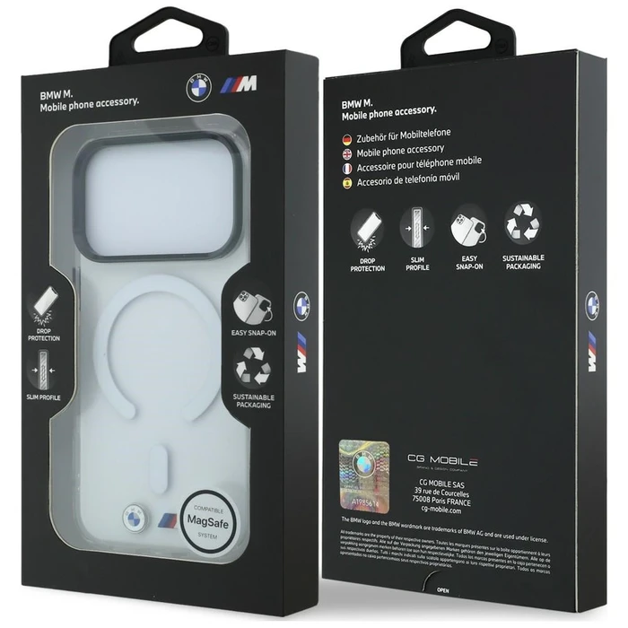 BMW M IML Glossy Metal Logo & Trims MagSafe Apple iPhone 18 Pro Max / 17 Pro Max clear