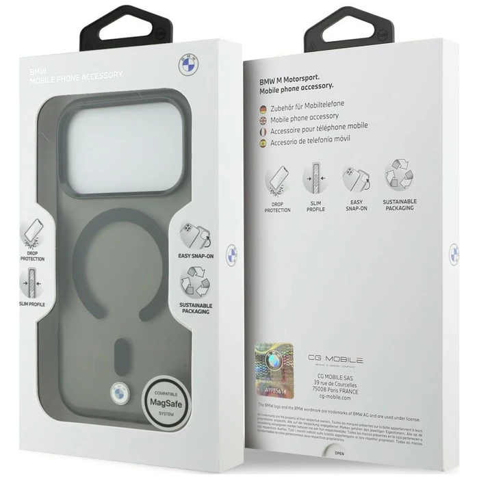 BMW M IML Frosted Metal Logo & Trims MagSafe Apple iPhone 18 Pro / 17 Pro black