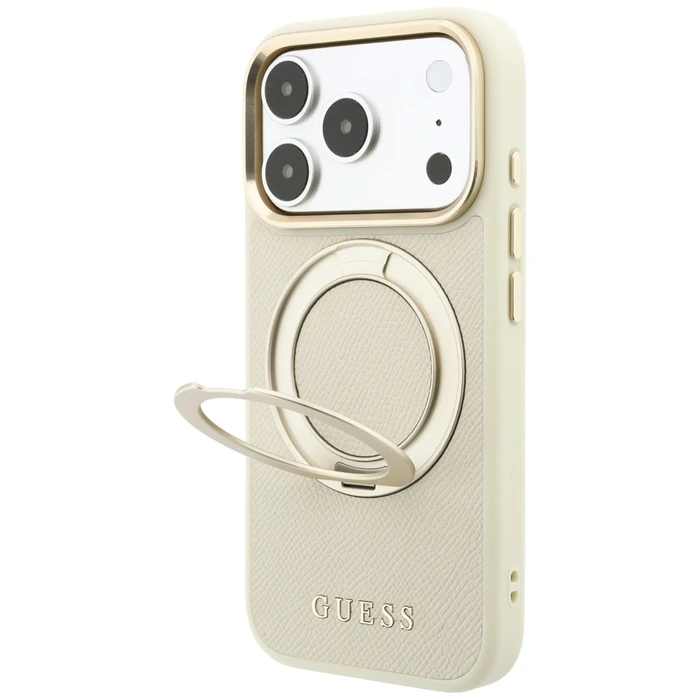 Guess Ring Stand 360 Grained Classic Logo MagSafe Apple iPhone 18 Pro / 17 Pro beige