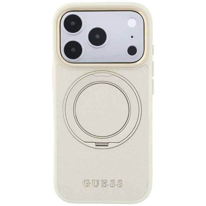 Guess Ring Stand 360 Grained Classic Logo MagSafe Apple iPhone 18 Pro / 17 Pro beige