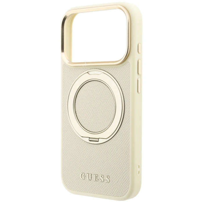 Guess Ring Stand 360 Grained Classic Logo MagSafe Apple iPhone 18 Pro / 17 Pro beige