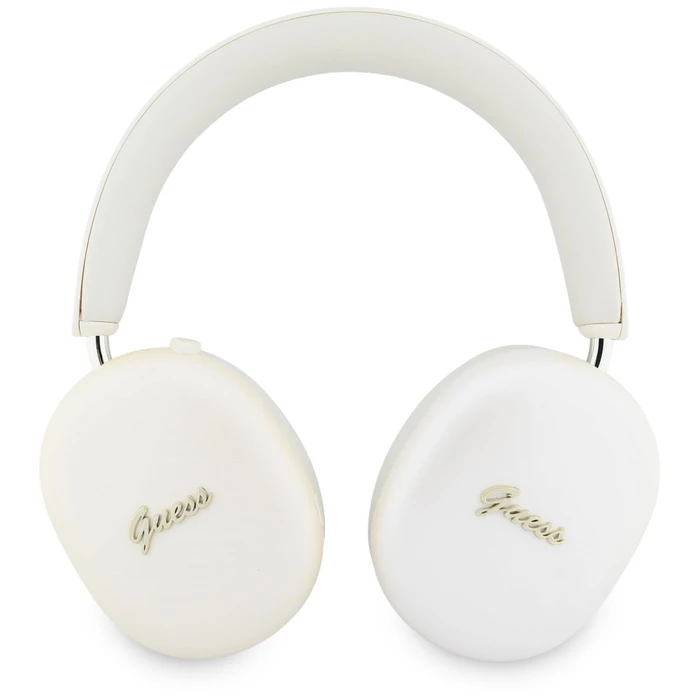 Guess Metallic Effect Metal Script Logo Bluetooth ENC Over-Ear Headphones Beige