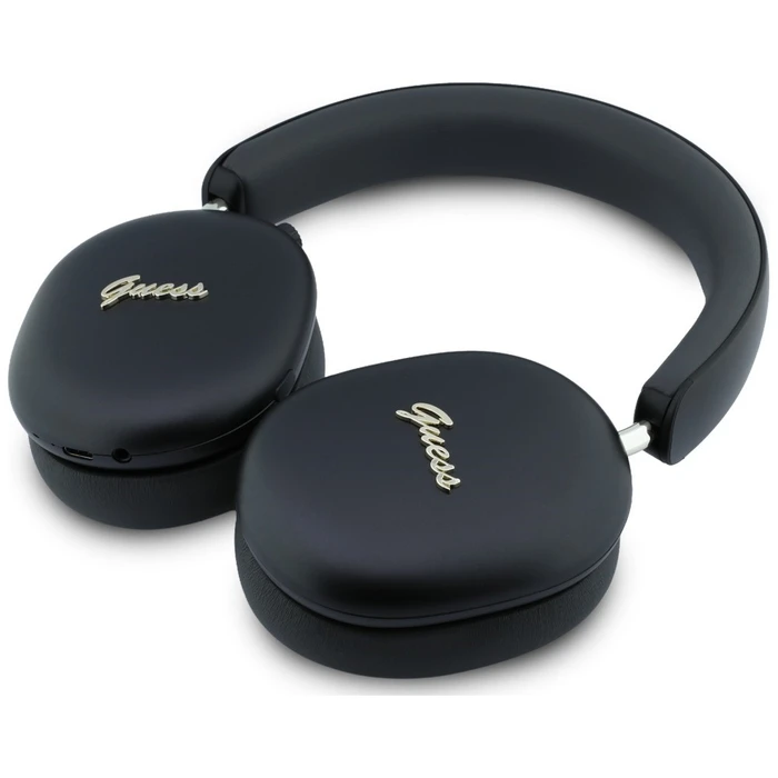 Guess Metallic Effect Metal Script Logo Bluetooth ENC Over-Ear Headphones black