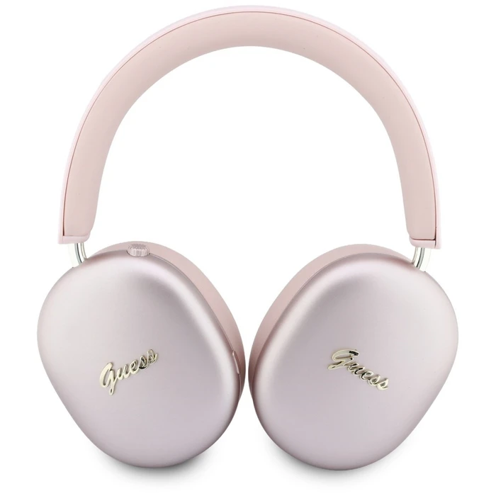 Guess Metallic Effect Metal Script Logo Bluetooth ENC Over-Ear Headphones Pink