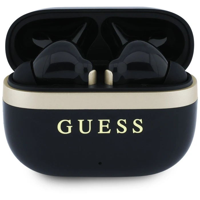 Guess Glossy Gold Line Printed Classic Logo TWS Headphones black