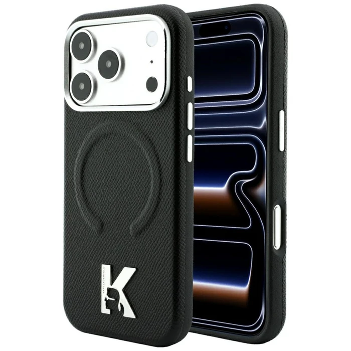 Karl Lagerfeld Grained Embossed Ring & Kameo Logo MagSafe Apple iPhone 18 Pro Max / 17 Pro Max black
