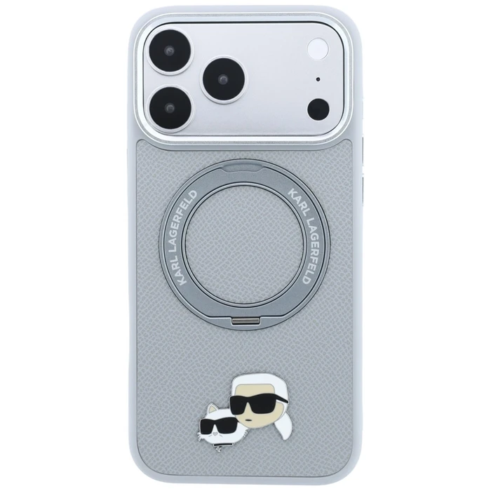 Karl Lagerfeld with Ring Stand 360 Karl & Choupette Heads Pin MagSafe Apple iPhone 18 Pro / 17 Pro grey