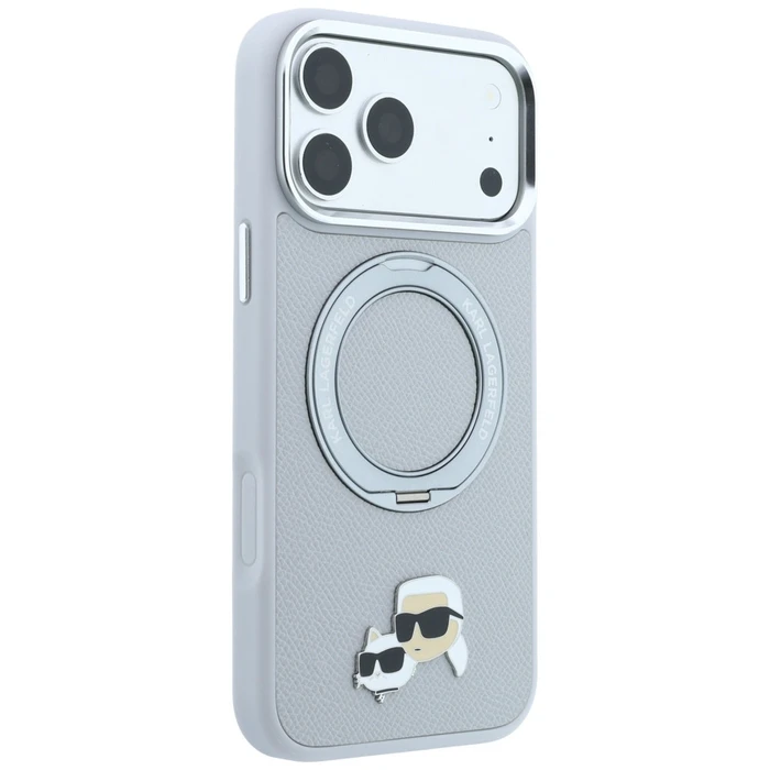 Karl Lagerfeld with Ring Stand 360 Karl & Choupette Heads Pin MagSafe Apple iPhone 18 Pro / 17 Pro grey