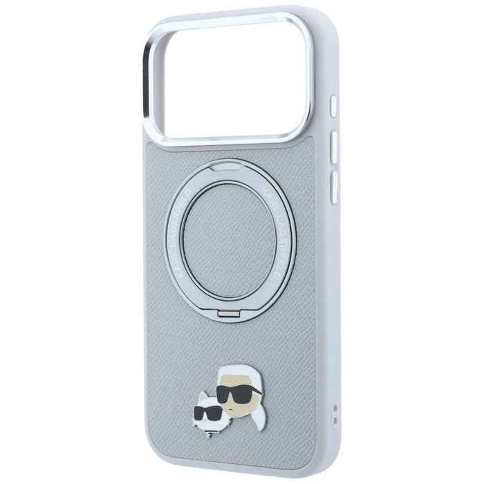 Karl Lagerfeld with Ring Stand 360 Karl & Choupette Heads Pin MagSafe Apple iPhone 18 Pro / 17 Pro grey