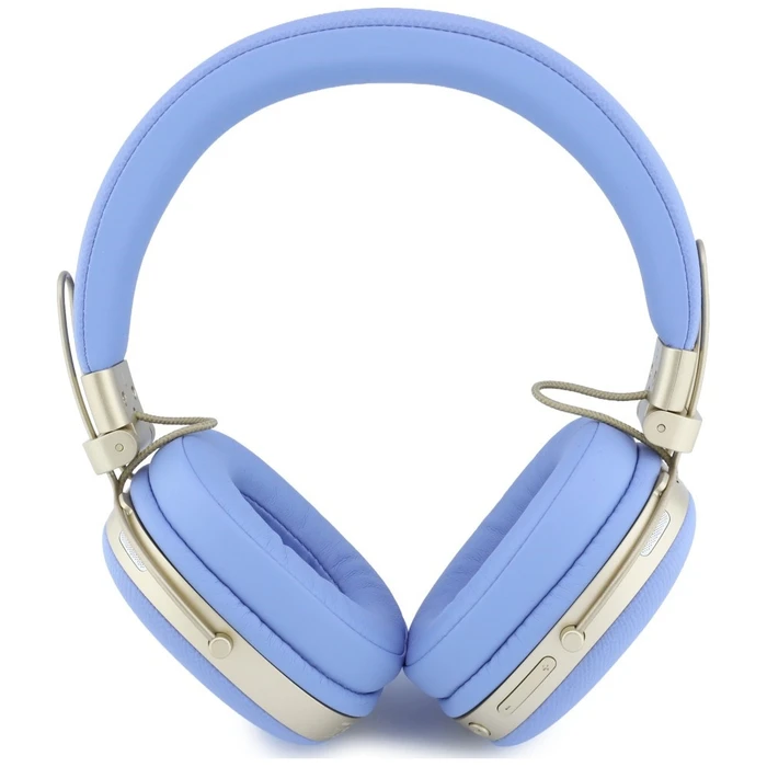 Guess Grained Triangle Gold Logo Bluetooth ENC Over-Ear Headphones Blue