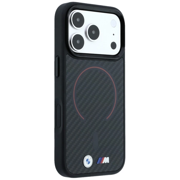 BMW M Kevlar Red Print Ring Metal Logo MagSafe Apple iPhone 18 Pro / 17 Pro black