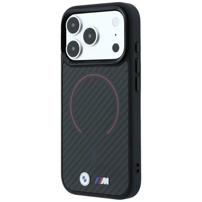 BMW M Kevlar Red Print Ring Metal Logo MagSafe Apple iPhone 18 Pro Max / 17 Pro Max black