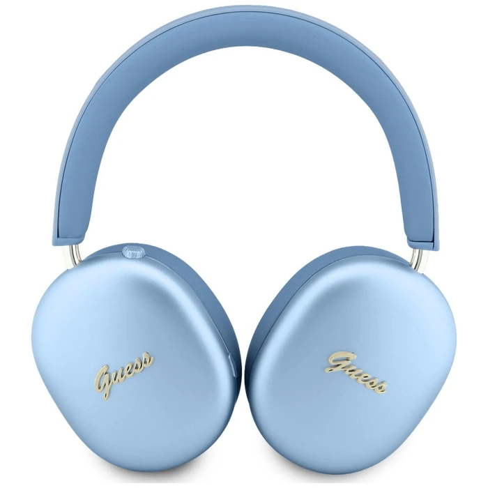 Guess Metallic Effect Metal Script Logo Bluetooth ENC Over-Ear Headphones Blue