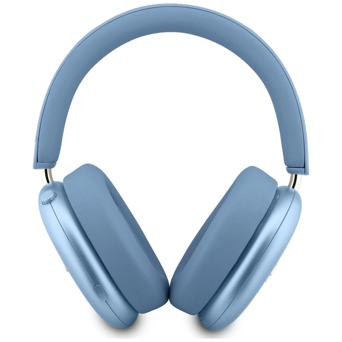 Guess Metallic Effect Metal Script Logo Bluetooth ENC Over-Ear Headphones Blue