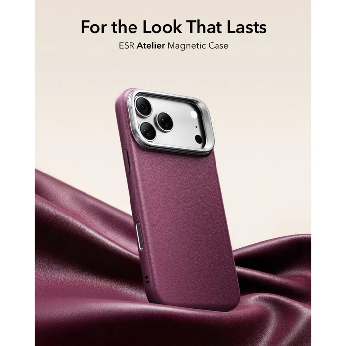 ESR Leather Kickstand MagSafe Apple iPhone 17 Pro / 18 Pro Deep Burgundy