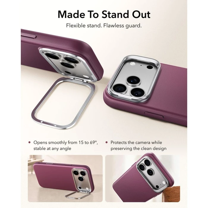 ESR Leather Kickstand MagSafe Apple iPhone 17 Pro / 18 Pro Deep Burgundy
