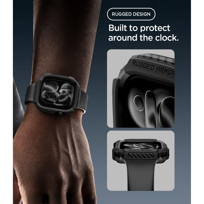 Spigen Rugged Armor Apple Watch 12 46 mm Matte Black