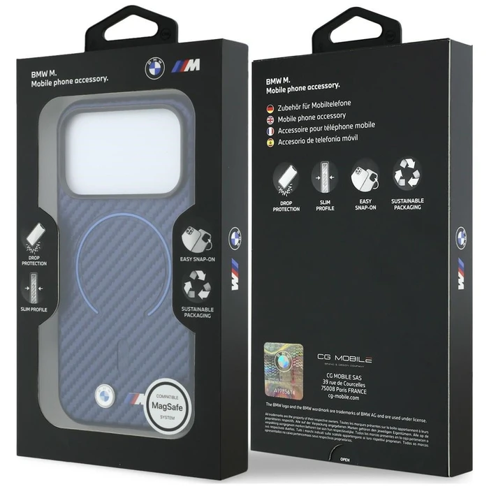 BMW M Carbon Printed Ring MagSafe Apple iPhone 18 Pro / 17 Pro navy blue