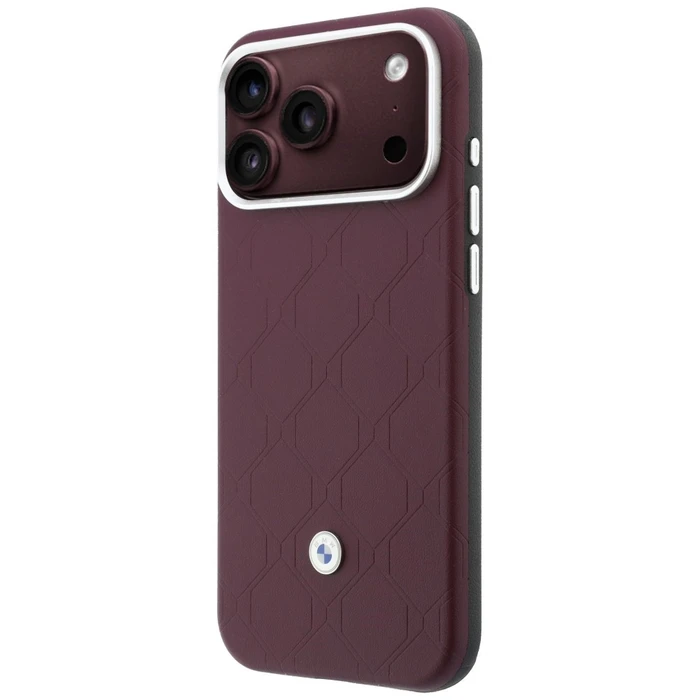 BMW Quilted Pattern Metal Logo Apple iPhone 18 Pro / 17 Pro burgundy