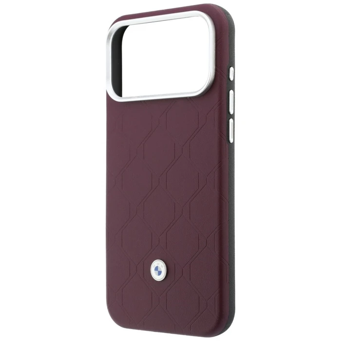 BMW Quilted Pattern Metal Logo Apple iPhone 18 Pro / 17 Pro burgundy