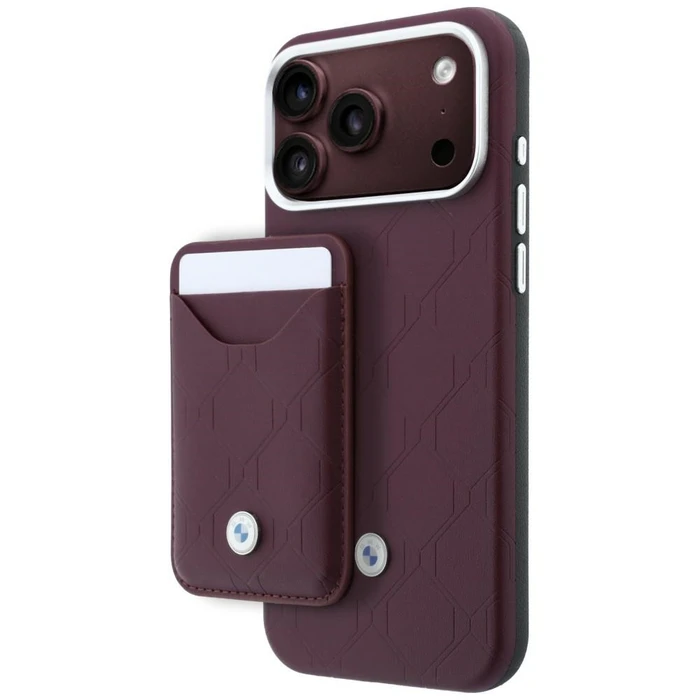 BMW Quilted Pattern Metal Logo Apple iPhone 18 Pro Max / 17 Pro Max burgundy
