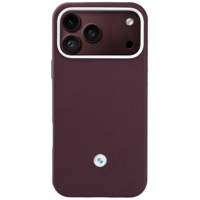BMW Quilted Pattern Metal Logo Apple iPhone 18 Pro Max / 17 Pro Max burgundy