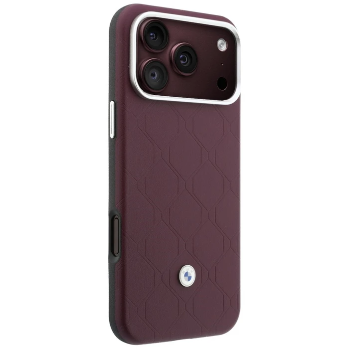 BMW Quilted Pattern Metal Logo Apple iPhone 18 Pro Max / 17 Pro Max burgundy
