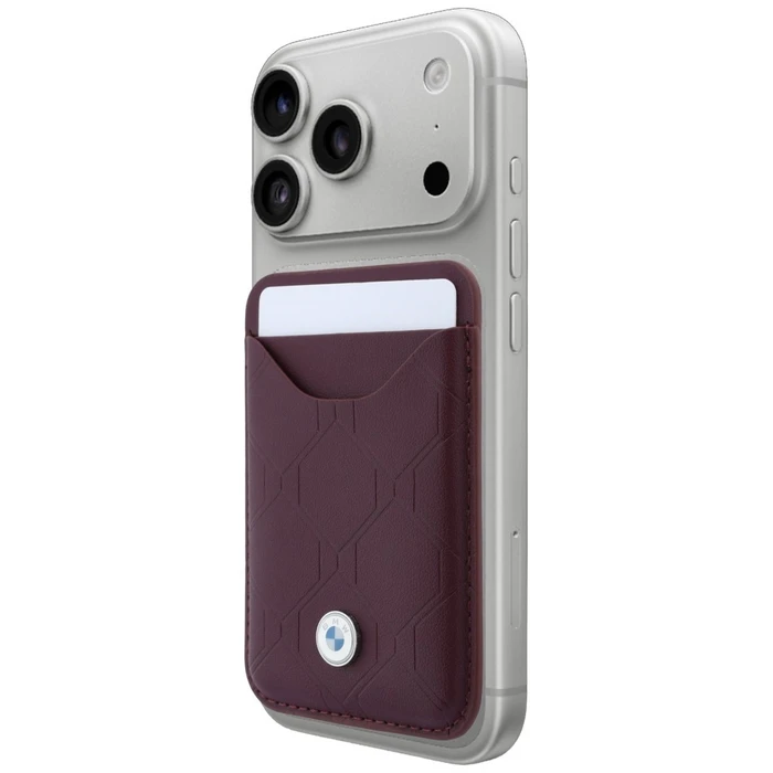 BMW Quilted Pattern Metal Logo Apple iPhone 18 Pro Max / 17 Pro Max burgundy