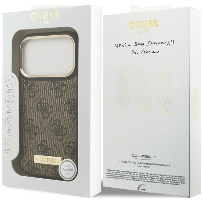 Guess 4G Logo Plate MagSafe Apple iPhone 18 Pro / 17 Pro brown